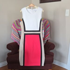 Calvin Klein Colorblock Mini Dress - White, Pink, Red, Tan NWT